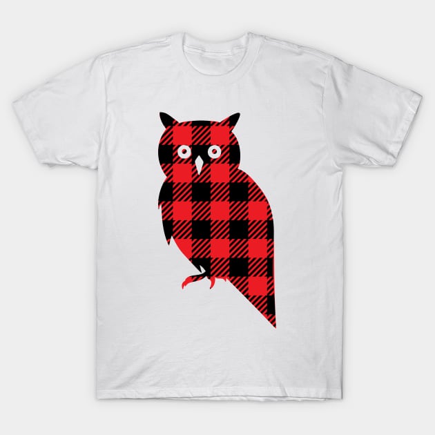 Owl buffalo plaid T-Shirt by Coral Graphics